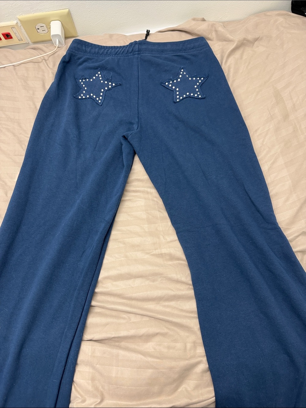 Women’s Bershka Navy Star-Detail flared pants